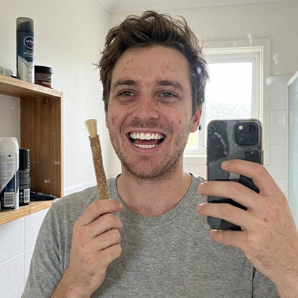 Photo from Jordan M.'s review, bathroom mirror selfie holding a SiwakStick