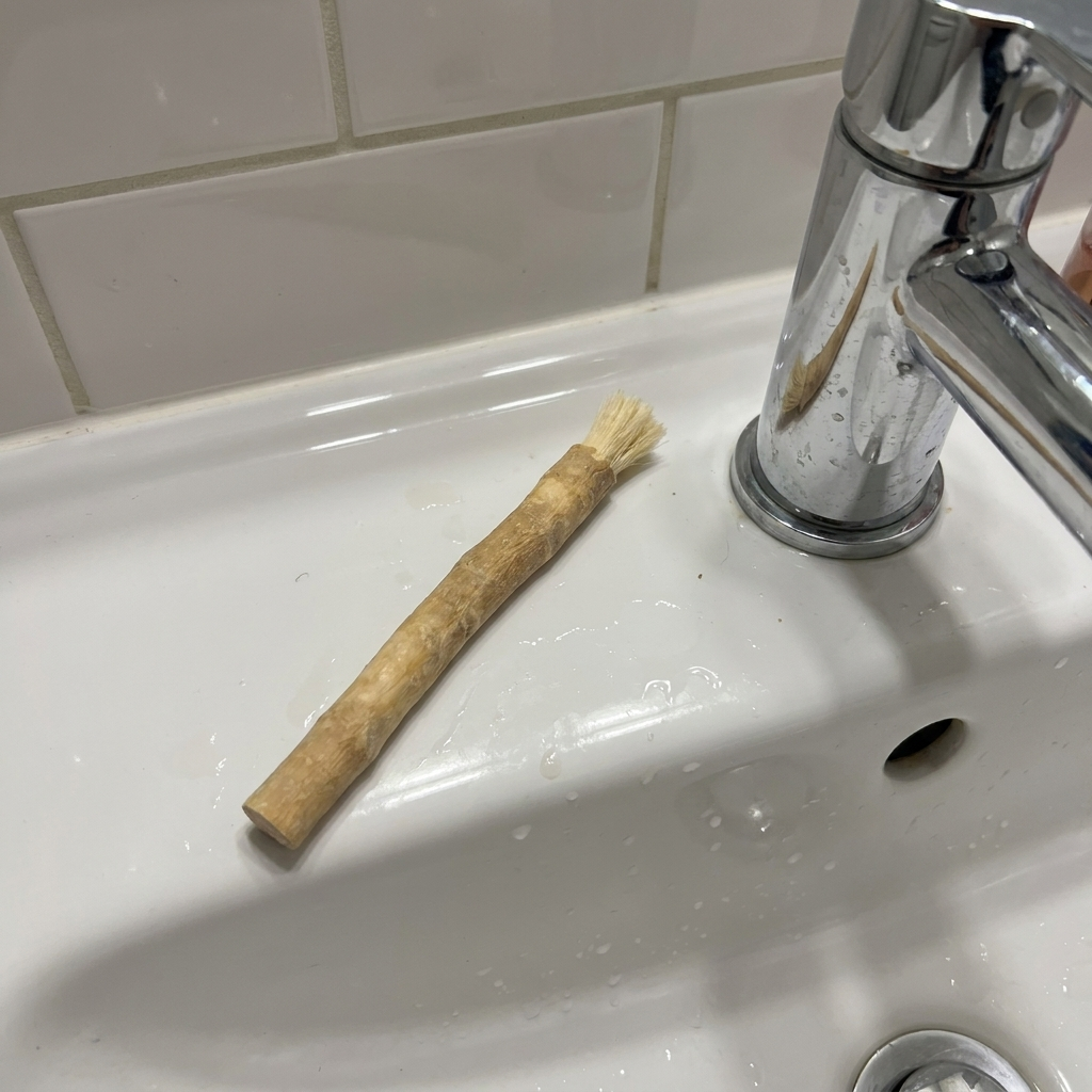 SiwakStick resting on a porcelain bathroom sink, customer photo